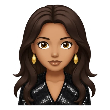 Cindy Herron from En Vogue with tan skin, long dark brown black sequin outfit sticker