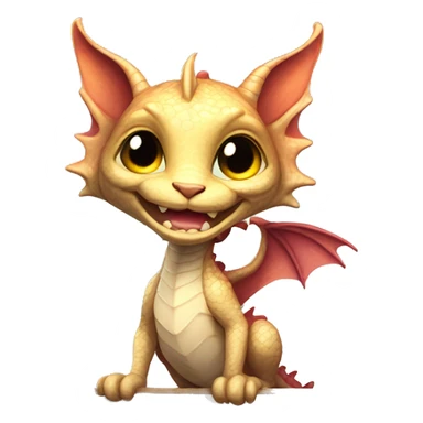  An adorable, mythical creature a mix of a dragon and a cat It's looking up with big, shiny eyes, holding board SAYING HELLO with a welcoming smile sticker
