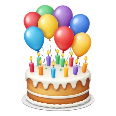 Balloons and birthday cake sticker