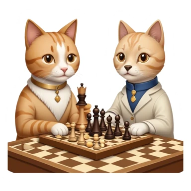 кошка с собакой играют в шахматы за столом sticker