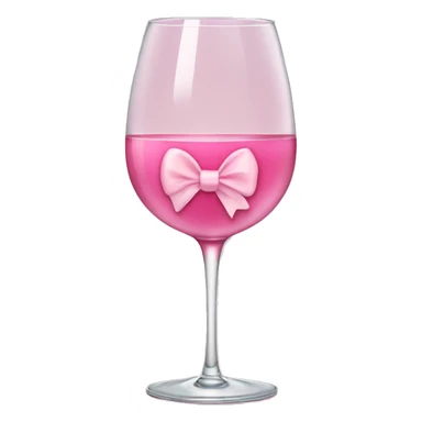 Soft pink wine in a glass with pink bow sticker