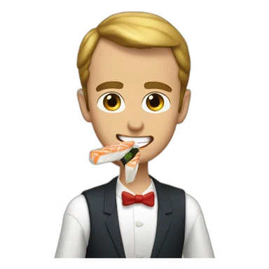 macron eating sushis sticker