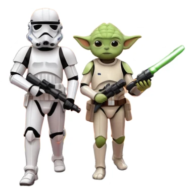stormtrooper and Yoda walking together on a lava planet, camera POV, vlogging selfie sticker