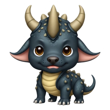 Black pibull dressed as a triceratops black sticker