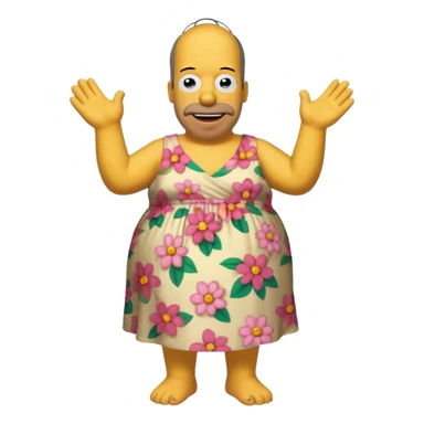 fat hommer simpson with flowers dress sticker
