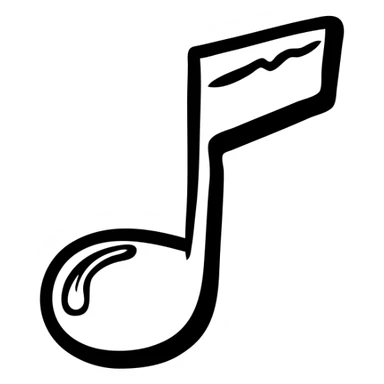 music icon, hand-drawn black outlined style sticker