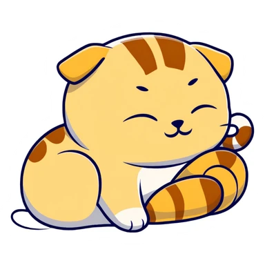 a peaceful sleeping Scottish fold cat with folded ears snoozing sticker
