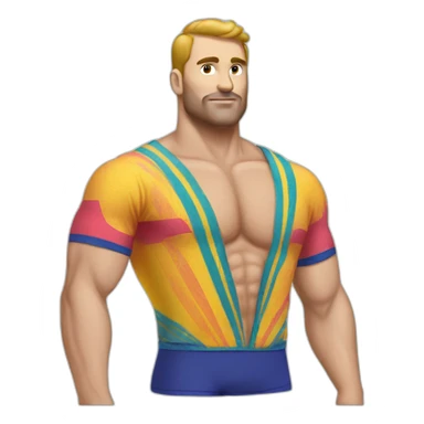 vintage colorful wrestling clothes for white men sticker