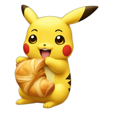 pikachu eating a croissant sticker