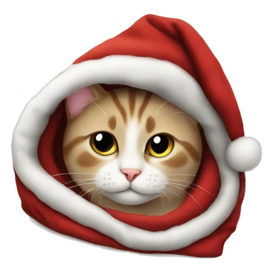 cat snuggeled into christmas blanket sticker