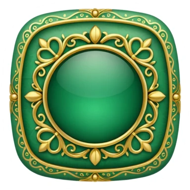 Jade and gold filigree style rounded square icon button sticker