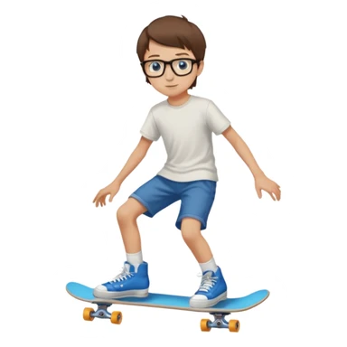 adolescent garçon taille moyenne corpulence maigre cheveux chatain court yeux bleus lunettes photo de pieds style skater sticker
