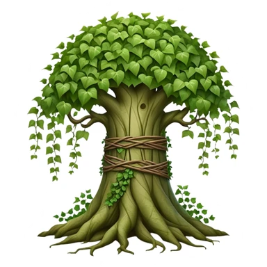 Tree with vines wrapped around trunk, ivy entwined tree sticker