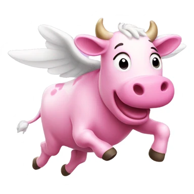 Pink flying cow  sticker