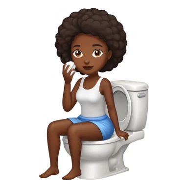 Dark-skinned woman using the toilet sticker