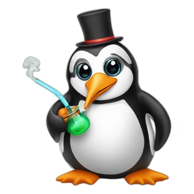 Penguin with hookah sticker
