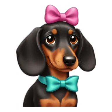daschund with bow sticker