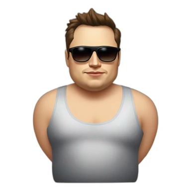 fat elon musk wearing a tank top and small sunglasses sticker