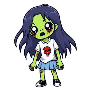 zombie girl with long black hair sticker