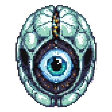 cranial, eye, MRI, SCAN, egg, embryonic, inside of glass egg, dark creature, eerie, otherworldly, crystal embryo, tiny embryo. fetoid shape sticker