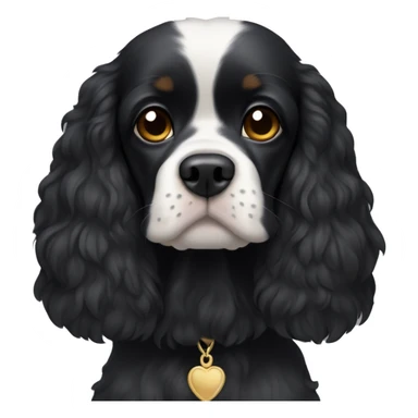 Small completely black king spaniel with black fur on face and white stripe on chest sticker
