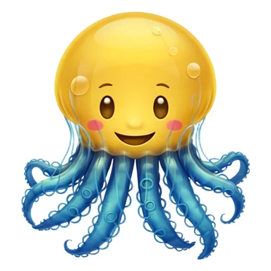 a happy emoji with a jelly fish sticker