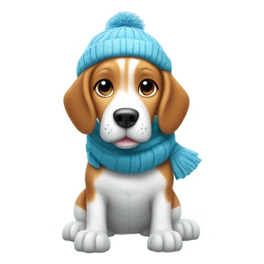 Beagle with winter clothes and snowball fight sticker