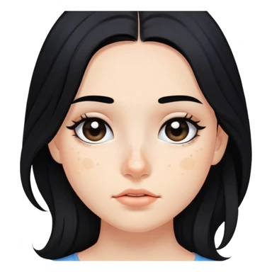 girl with pimples, flowing black hair and minimal makeup sticker