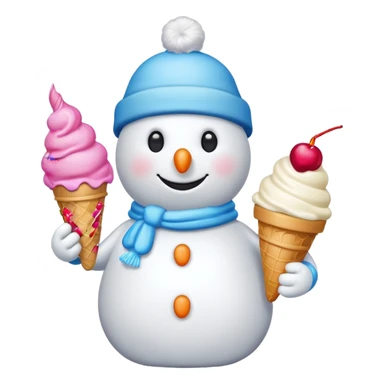 snowmen wearing cap with ice cream sticker