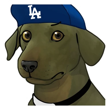 BROWN DOBERMAN WITH A DODGERS HAT sticker