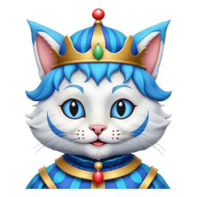 crazy colorful cute little cat jolly joker, medieval, vintage, court jester, mac os icon, blue color sticker