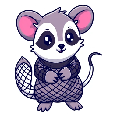 goth possum with fishnet gloves and black eyeliner sticker