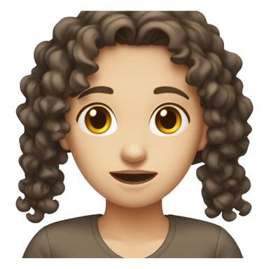 short dark brown curly hair white girl gesturing NO sticker