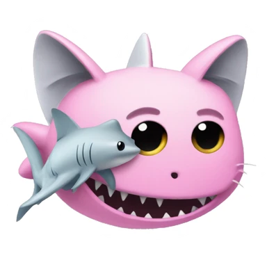 Pink shark and cat combined sticker