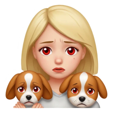 a very upset girl who lost her dog sticker