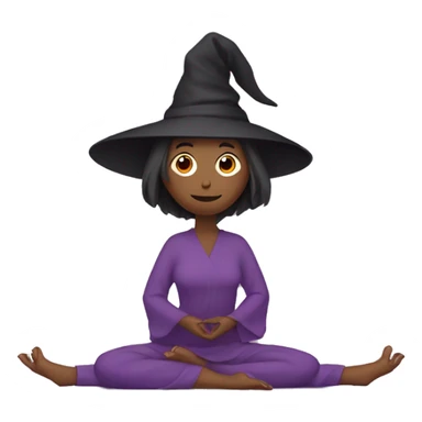 Witch in a hat and robes doing yoga on a mat sticker