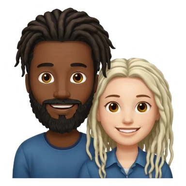 Couple emoji -WHITE with man with beardon and BLACK FEMALEwith mid length locs sticker