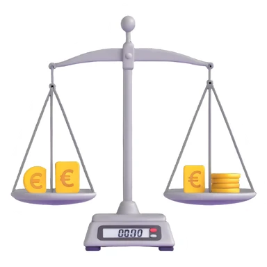 balance scale with euro symbols in both plates sticker