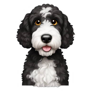 black and white goldendoodle with brown eyes sticker