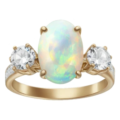 realistic opal engagement ring with two diamonds sticker