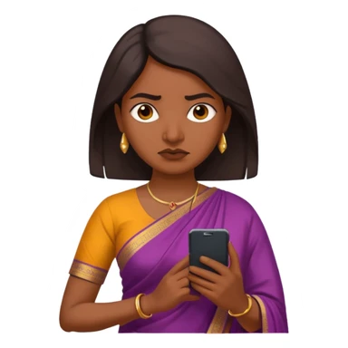 generate an indian female teacher calling on mobile. looking mad. Dressed in a saree sticker