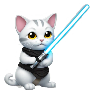 Cat using a lightsaber sticker