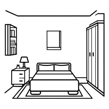 minimalist white teen bedroom with white vanity, white desk, white bed frame, and green plants sticker