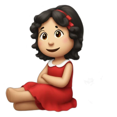 Mafalda girl red dress anda ribbon sitting sticker