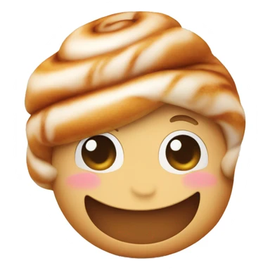 a single cinnamon roll emoji with a cute blushing face, smiling sticker