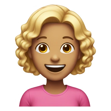 girl laughing wearing pink sticker