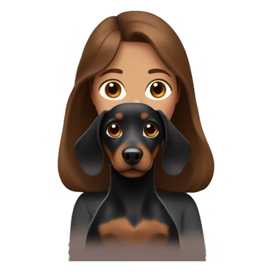 brown haired girl with black dachshund  sticker