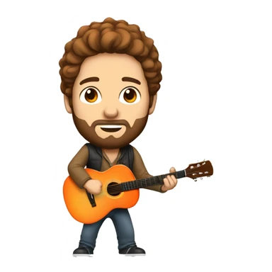 Man with brown hair and beard orange ibenez guitar sticker