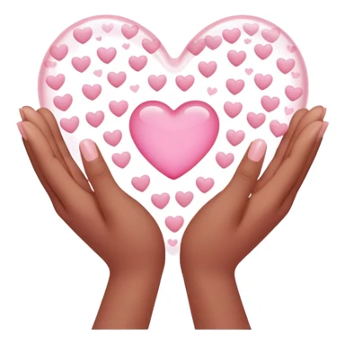 Heart hands with small pink hearts coming off sticker