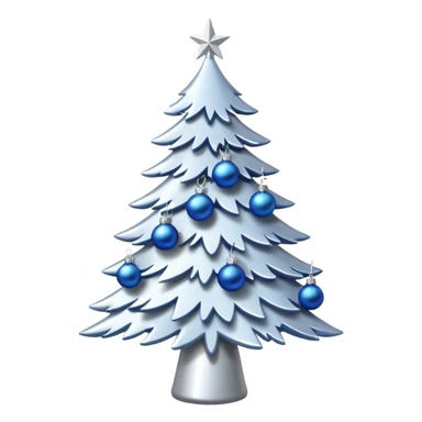 White christmas tree withe blue and silver decoration sticker
